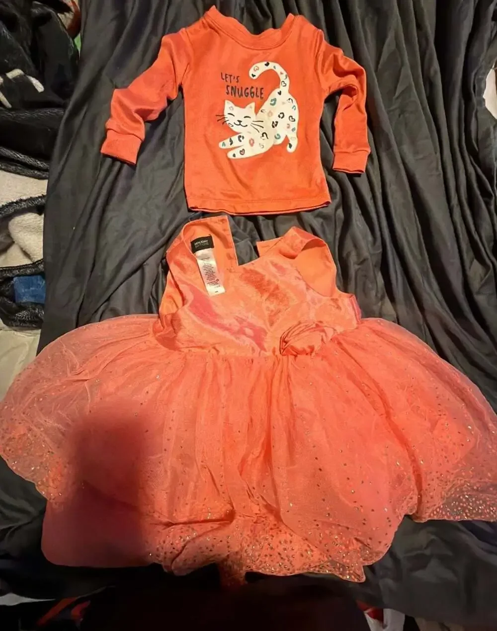 Toddler Girls Holiday Editions 24M Coral Tulle Dress + Wonder Nation Cat 2T